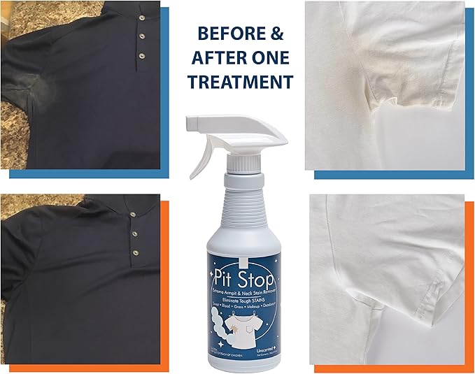 Pit Stop, Sweat Stain & Deodorant (Antiperspirant) Armpit Stain Remover, Multi-stain formulation, 16oz.