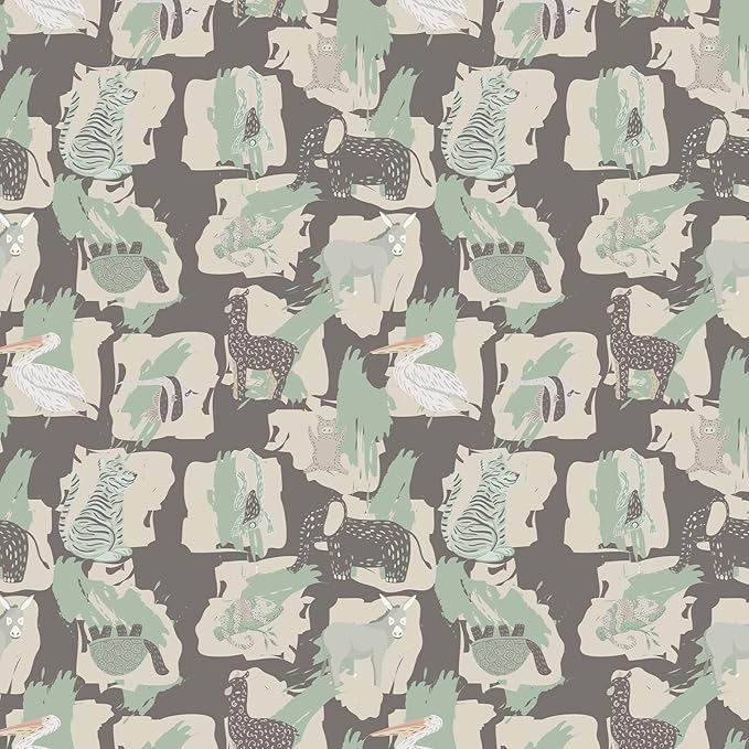 Vinjiasin Jungle Safari Peel and Stick Wallpaper Cute Animal Removable Wallpaper Self Adhesive Wall Mural for Kids Room Nursery Baby Room Playroom Living Room Wall Decor 17"x120"