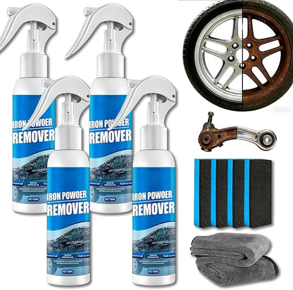 Multi-functional Quick-Acting Rust Removal Spray, Iron Powder Remover with Fast Penetration Formula, Safe for Car Paint, Wheels and Rims, Removes Rust, Iron Fallout and Oxidation (4pcs)