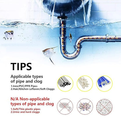 Drainsoon Drain Auger 25 Ft with Gloves, Plumbing Snake Drain Auger Hair Clog Remover, Heavy Duty Pipe Drain Clog Remover for Bathtub Drain, Bathroom Sink, Kitchen Cleaning