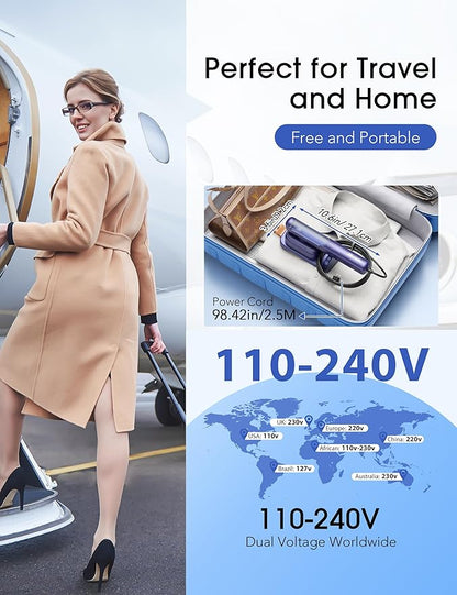 Travel Steamer for Clothes, Portable Handheld Design, Clothing Wrinkles Remover, Strong Penetrating Steam, 1100W Powerful 2 In 1 Steamer & Iron, 100ml Big Capacity, Home, Office, Travel 110-240V
