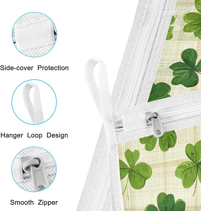 Mesh Laundry Bags Lingerie Bags for Washing Delicates 2 PCS Durable Wash Bag with Zipper Small and Medium Washable Beige Checkered Clovers