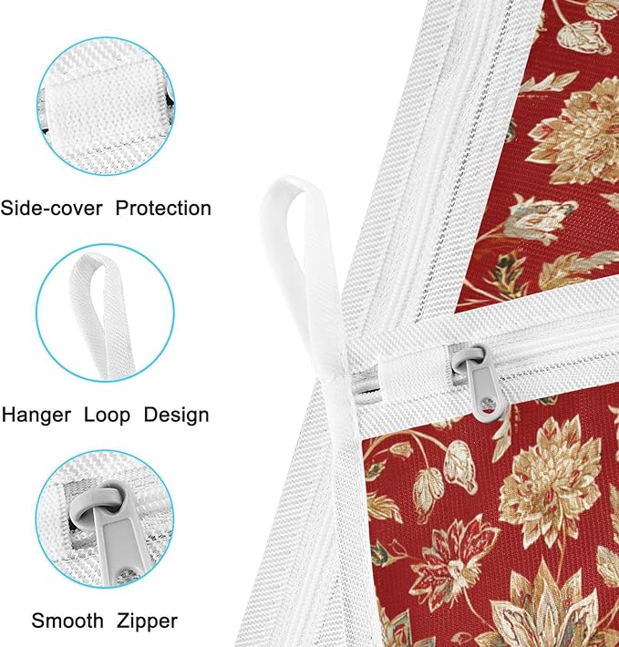 Mesh Laundry Bags Lingerie Bags for Washing Delicates 2 PCS Durable Wash Bag with Zipper Small and Medium Washable Red Retro Elephant Flowers