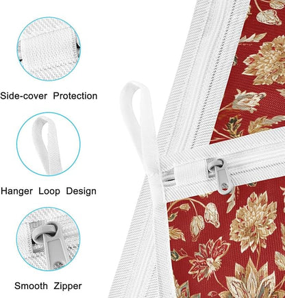 Mesh Laundry Bags Lingerie Bags for Washing Delicates 2 PCS Durable Wash Bag with Zipper Small and Medium Washable Red Retro Elephant Flowers