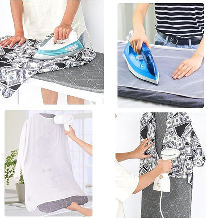 Foldable Hanging Steam Board,Over Door Steamer Mat for Clothes Steaming,360° Rotatable Hook,Heat-Resistant Steam Board Clothes Pad,Clothes Steamer with Stand & Clothing Rack for Steaming