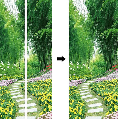 A.Monamour 3D Door Stickers for Interior Doors Garden Scenery with Flowers Trees and Path Nature Scenery Vinyl Waterproof Self Adhesive Door Mural Decals for Bedroom Office Bathroom 85x200cm