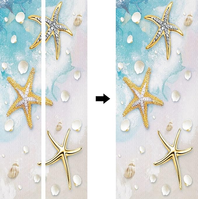 A.Monamour 3D Door Stickers for Interior Doors Nautical Pattern with Starfish Shells on Sandy Beach Vinyl Waterproof Self Adhesive Door Mural Decals for Bedroom Office Bathroom 85x200cm