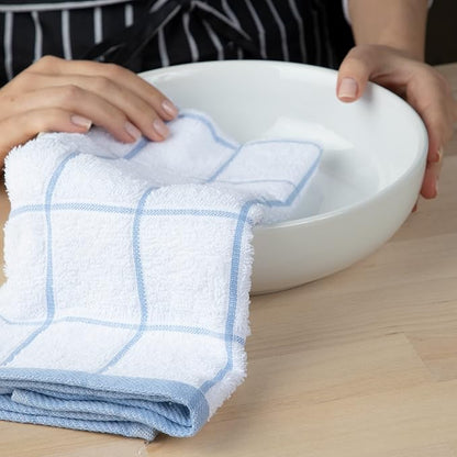 Arkwright Kitchen Tea Towels - (Pack of 12) Soft, 100% Cotton Terry Dishcloths, Highly Absorbent & Quick Dry, Hand Washcloths for Washing, Drying, and Cleaning, 15 x 25 in, Blue