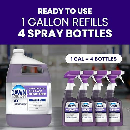 Dawn PRO Industrial Surface Degreaser, Bulk Foaming Spray Refills for Cleaning Grease Buildup in Commercial Kitchens, 1 gal (Case of 3)