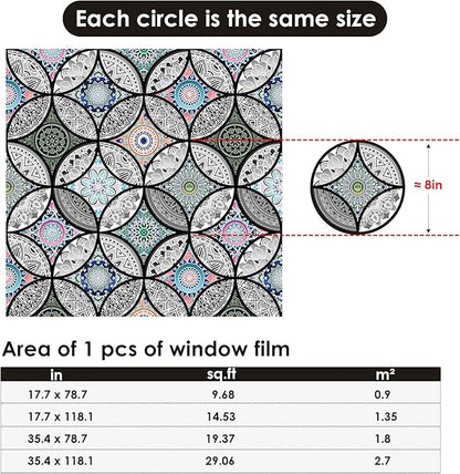 DKTIE Static Cling Decorative Window Film with Installation Tools Non Adhesive Privacy Film Stained Glass Window Film for Bathroom Shower Door Heat Cotrol Anti UV 17.7 x 118.1 Inch