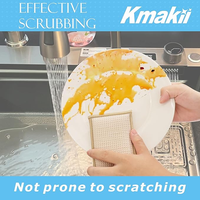 KMAKII Bamboo Kitchen Sponges,Dish Sponge,Super Absorbent Cleaning Sponges, Pack of 12