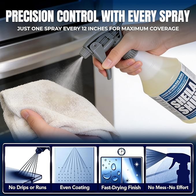 Sheila Shine 32oz Stainless Steel Cleaner and Polish - Cleans, Polishes & Protects Kitchen Appliances, Refrigerators, Sinks, Ovens & Grills - Leaves Streak Free Shine - Stainless Steel Spray Cleaner