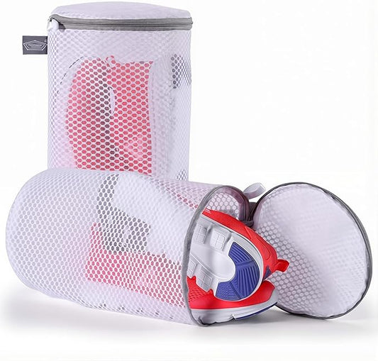 Kimmama Shoe Washing Machine Bag, Shoe Bag for Washing Machine, Mesh Laundry Bags for Sneakers, Footwear, Trainers, Slippers, Honeycomb Net, Grey Zipper, 7x15"