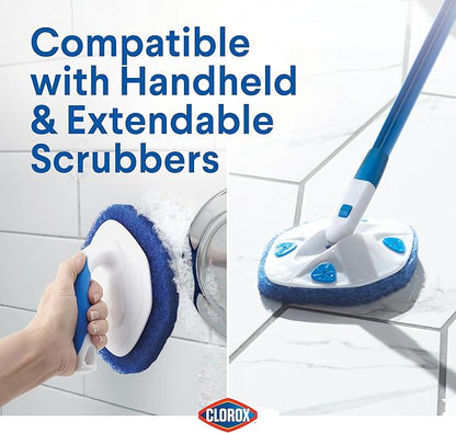 Clorox Extendable Tub & Tile Scrubber Refill, Diamond-Shaped Head Replacement Scrubber Pad, Blue