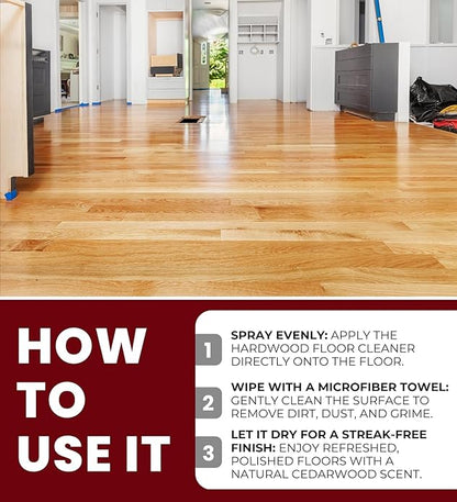 Bona Cedarwood Scent Hardwood Floor Cleaner Spray 32 oz Bundle with Microfiber Cloth - Floor Cleaner for Wood, Laminate, and Tile - Residue-Free - Plant-Derived Cleaner for Hardwood Floors - (3 Items)
