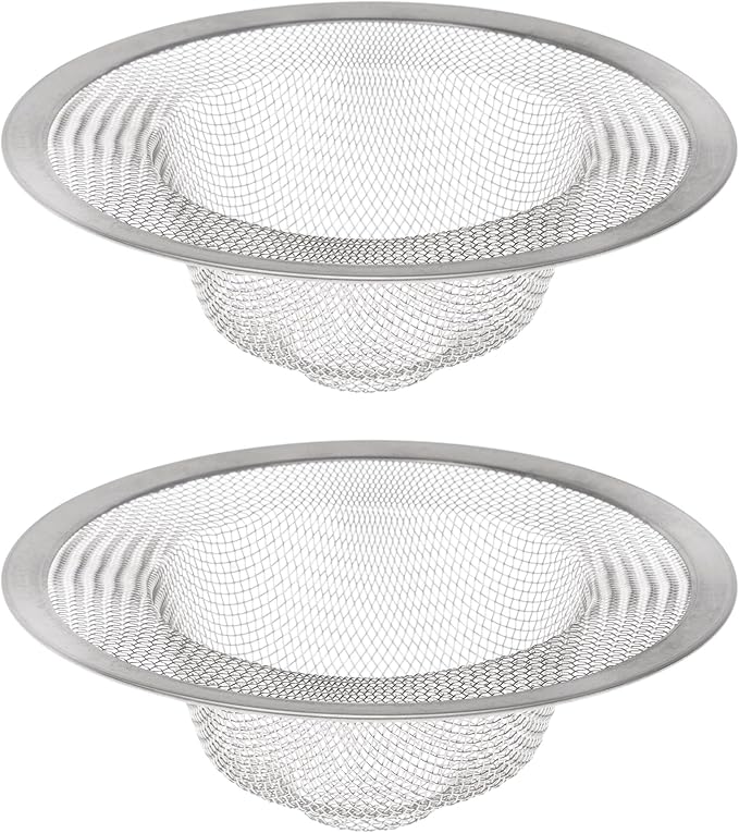 HIC Kitchen Mesh Sink Strainer, 18/8 Stainless Steel, Set of 2, 4.5-Inches