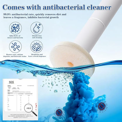PeiTuShangJin Disposable Toilet Brush, Auto-Ejecting, Includes 24 Enhanced Refills (16 Ocean, 8 Natural), Plus 3 Air-Purifying Scent Rings (Ocean, Rose, Lemon) 360° Dead-Angle-Free Cleaning (40white)