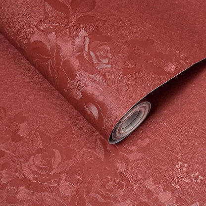 Dark Red Peel and Stick Wallpaper Textured Embossed Floral Contact Paper Peel and Stick 393inL78.7inW Retro Crimson Red Flower Self Adhesive Removable Wallpaper for Bathroom Waterproof Thicken