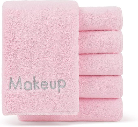 Arkwright Makeup Remover Cloths 6 Pack - Microfiber Coral Fleece Face Towels, Ultra Soft Reusable Washcloths, Gentle Facial Cleansing for Waterproof Makeup, 13 x 13, Pink