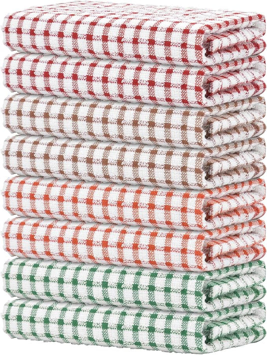Nialnant 8 Pack Kitchen Towels, Dish Towels for Kitchen, 100% Cotton Dish Cloths for Washing Dishes, Quick Drying Reusable Cleaning Rag - 25 x 16 in