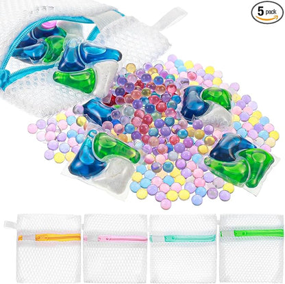 Tyqour 5pcs Small Mesh Laundry Bags, Anti-Sticking Laundry Pod Bags, Durable Polyester Storage Bags for Scented Beads, Travel Laundry Organizer, Protect Delicate Garments