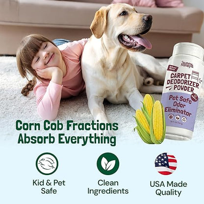 Sunny & Honey Carpet Deodorizer Powder - Pet Safe Freshener for Carpets, Pet Beds and Car Seats - Berry Odor Eliminator for Cat Urine and Wet Dog Smells (20 oz)