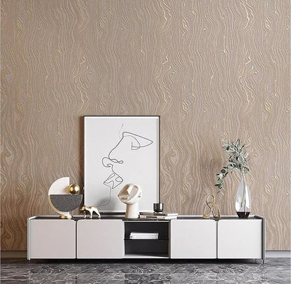 Gold Khaki Wood Peel and Stick Wallpaper Stripe, 20.8" x 118" (53cm x300cm), Removable, Self-Adhesive, 3D, Modern, Rustic, Industrial, Bathroom, Bedroom, Decorating