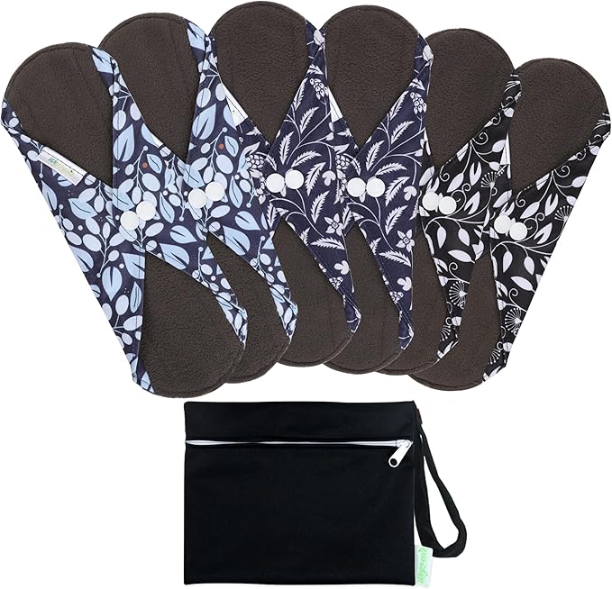 wegreeco Reusable Sanitary Pads - Cloth Sanitary Pads | Light Incontinence Pads | Reusable Menstrual Pad - 1 Cloth Mini Wet Bag (Small, Leaves 02)