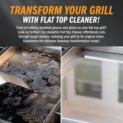 Flat Top Grill Cleaner – 32 fl oz | Griddle Cleaner, Removes Burnt-On Residue, Food Safe, Non-Caustic Formula, For Blackstone Grills