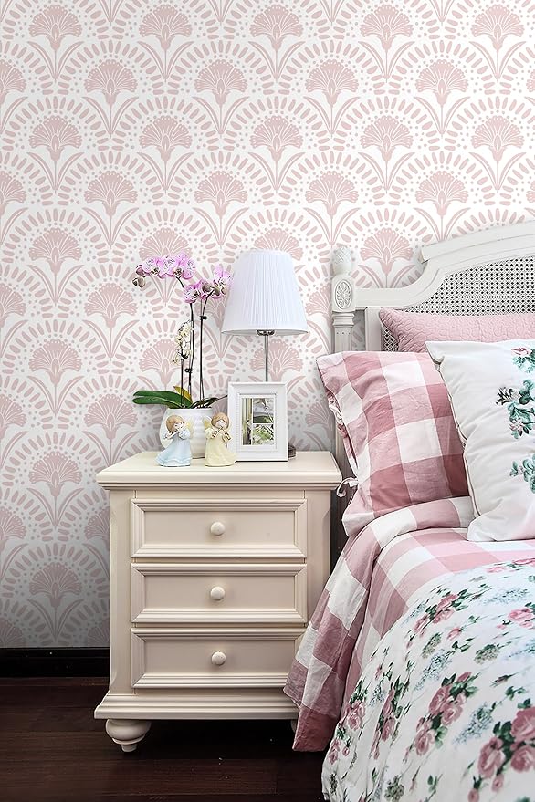 Timeet 17 in × 197 in Boho Peel and Stick Wallpaper Pink Floral Contact Paper White Pink Flower Wallpaper Removable Self Adhesive for Cabinet Bathroom Waterproof