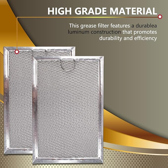 Microwave oven Grease Filter for G.EWB06X10309 WB06X10359 L.G 5230W1A012B Vent Replacement Filter 5 X 7-5/8 X 3/32 In (Pack 2)