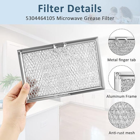 WB06X10608 5304464105 Microwave Grease Filter 7-5/8" x 5" fit for Frigi-daire G-E L-G Microwave Replace 5304517871 5304509444 5304478913 Over the Range Microwave Filter, 2 Pack by Fetechmate
