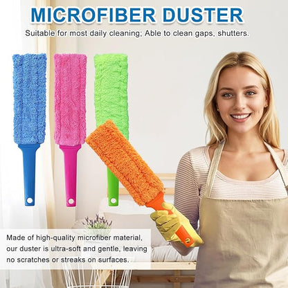 4 Pack 16-Inch Length Microfiber Dusters, Reusable and Washable, Soft Fibers with Strong Dust Adsorption Ability,Very Suitable for Home Cleaning, Office Cleaning, and car Cleaning