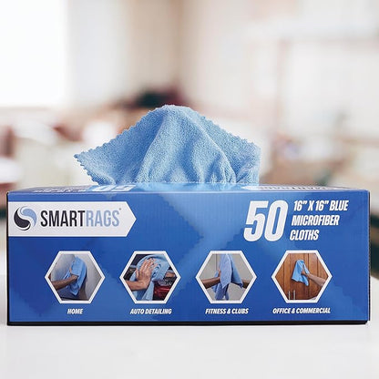 Arkwright Smart Rags Microfiber Cleaning Cloths, Pallet of 8000, Lint Free 215 GSM Reusable Towels for Auto, Office and Household Cleaning, 16 x 16 in, Blue