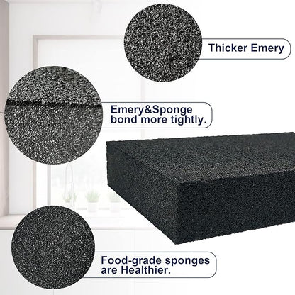 Krisler 8pc Black Carborundum Sponge Nano Emery Sponges Caspian Stone Pot Clean Brush Rust Eraser Grit Scouring Pads Pot Cleaning Pads with Carborundum Washing Kitchen Cleaner Tool(thickness-1inch)