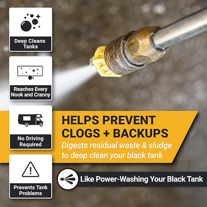 Unique Clean-It RV Black Tank Cleaner Liquid - Effectively Resets Dirty RV Black Tanks - Eliminates Odors and Waste (32 oz) Amazon Exclusive Packaging