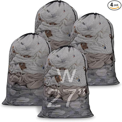 Meowoo Large Mesh Laundry Bag, 27×36inch Heavy Duty Mesh Laundry Bags Drawstring Lockable, Laundry Hamper Liner, Machine Washable, for Travel,Storage, Sports Factories, Dorms, Black 1pcs