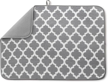 Bellemain XL Dish Mat 24" x 17" ( LARGEST MAT ) Microfiber Dish Drying Mat , Super absorbent ( Trellis )