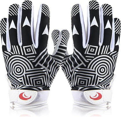 Youth Football Gloves Kids Silicone Grip Receiver Gloves with Super Stick Ability for Best Game Experience