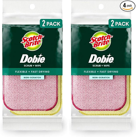 Scotch-Brite Dobie Sponge Cloths | Scrub & Wipe | Non-Scratch | Absorbent | 2 Pack