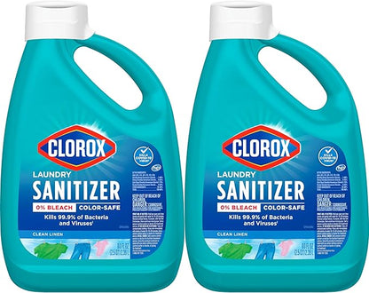 Clorox Laundry Sanitizer, 0% Bleach, Color Safe, Clean Linen, 80 Fl oz, Pack of 2 (Pack May Vary)