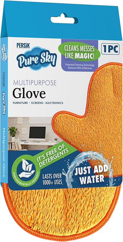 persik Pure-Sky Microfiber Glove Dusting Mitt - Ultra Microfiber Cleaning Cloth Glove - JUST ADD Water No Detergents Needed - Use for Cleaning Furniture, Home