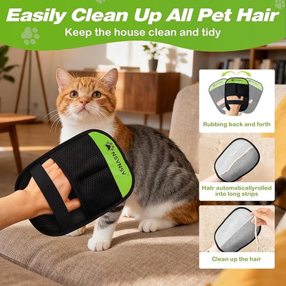 1 Pcs Pet Hair Removal Gloves, Reusable Electrostatic Pet Cat Dog Hair Remover Grooming Gloves Brush Tool, Ease of Removal, Easy to use, Suitable for Removing Hair From Different Surfaces, Green