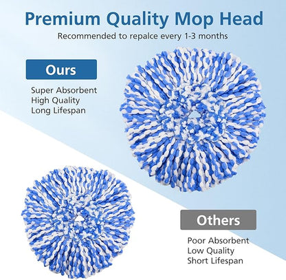 8 Pack RinseClean Spin Mop Replacement Head Refills Compatible with O Ceda RinseClean 2 Tank System, Blue Microfiber Mop Refills for Floor Cleaning