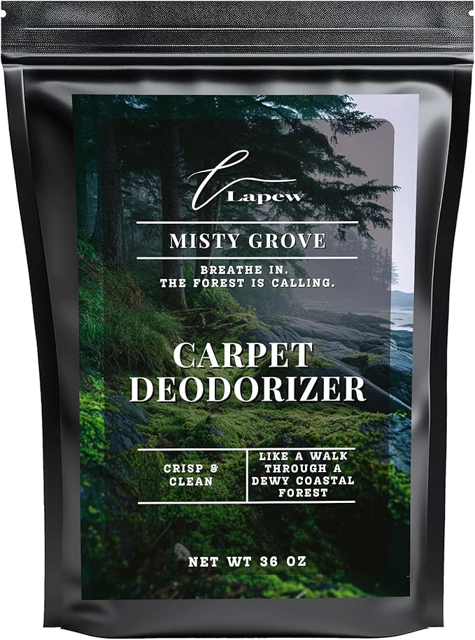Lapew Misty Grove Carpet Deodorizer Powder - Pet Safe Freshener for Vacuuming | Scented Odor Eliminator for Home | 36 oz