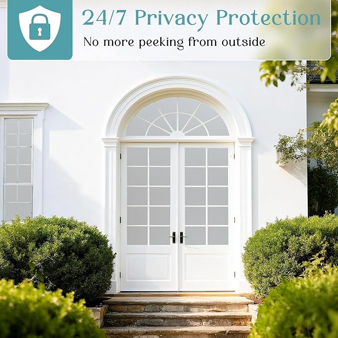 Haton Window Privacy Film Frosted Glass Film for Door Bathroom Shower, Peel & Stick, Day & Night, Papel para Ventanas Privacidad, Covering Sticker Removable Decorative Translucent Pure 35.4" x 118.1"