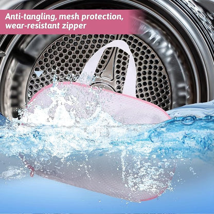 Bra Washing Bags for Laundry, 2 Pcs Bra Laundry Bags for Washing Machine Mesh Lingerie Wash Bag with Zipper for Washing Delicates Underwear Brassiere (Pink, A Cups)