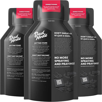 DadMode Instant Fabric Spot Cleaner | 1000 Stain Treatments | Fastest Clothing Spill Remover | 3-Pack Refill | Quick Spray & Wipe | Multi-Surface for Clothes, Carpet & Upholstery | Sandalwood & Suede
