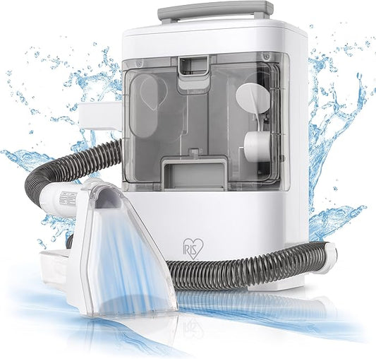 IRIS USA Carpet Spot Cleaner Machine with Auto Spray for Low Pile Carpets, Couch, Sofa, Upholstery, Car Detailing,Shallow Berber Rug, Lightweight Portable Chemical-Free Stain Remover 500mL Water Tank