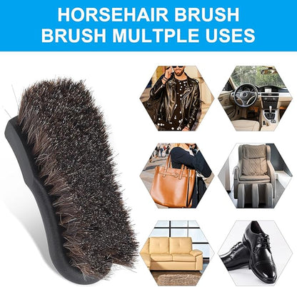 Upholstery Brush, Upholstery Brush Set, Leather Cleaning Brush, Carpet Brush Car Cleaning Brush, Long Bristle Horse Hair Car Cleaning Brush for Car Interior Leather Seat and Home Furniture